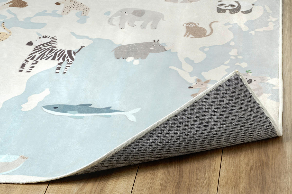 KINDERTEPPICH 120/180 cm LIVING ZOONIA, waschbar  - Pastellblau/Multicolor, Design, Kunststoff/Textil (120/180cm) - Lindorug