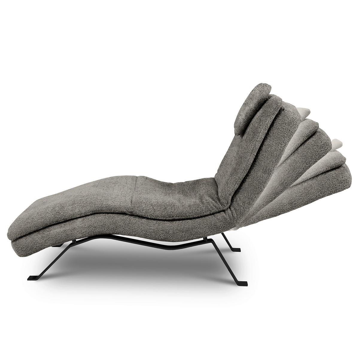 RELAXLIEGE in Echtleder Dunkelgrau  - Dunkelgrau/Schwarz, Design, Leder/Metall (65/95/171cm) - Celina Home