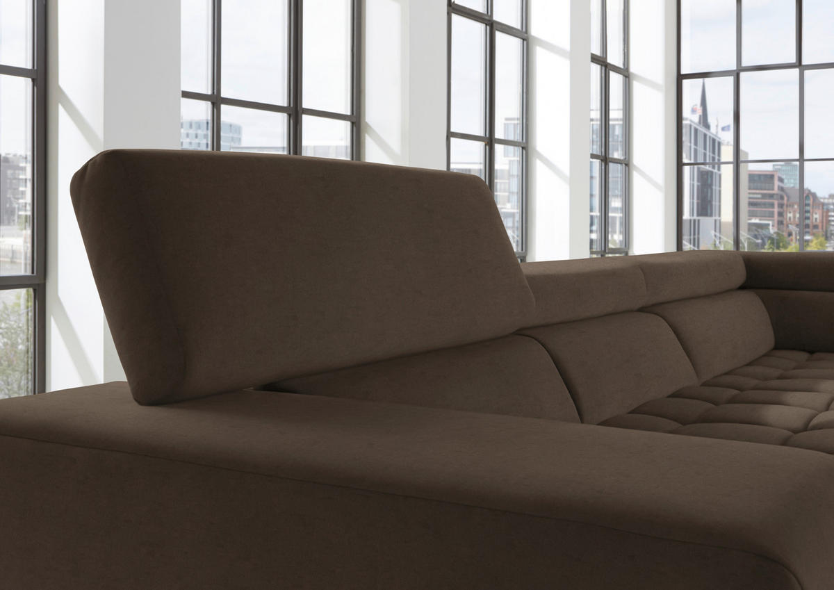 ECKSOFA in Mikrofaser Braun  222/326 cm  - Chromfarben/Braun, Design, Textil/Metall (222/326cm) - Beldomo Speed