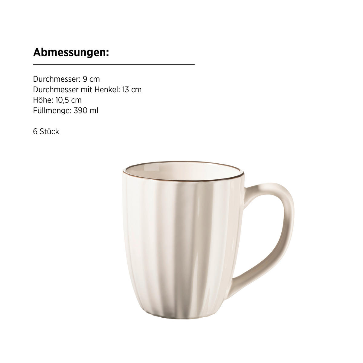 TASSENSET OSITA 6-teilig  - Beige/Weiß, Basics, Keramik (9/10,5cm) - Mäser