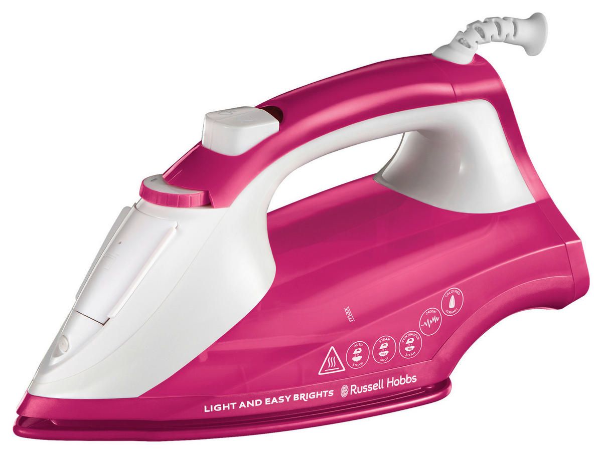 DAMPFBÜGELEISEN  Light & Easy Brights Berry 26480-56  - Dunkelrosa, Basics, Kunststoff (11,4/13,9/27,4cm) - Russell Hobbs