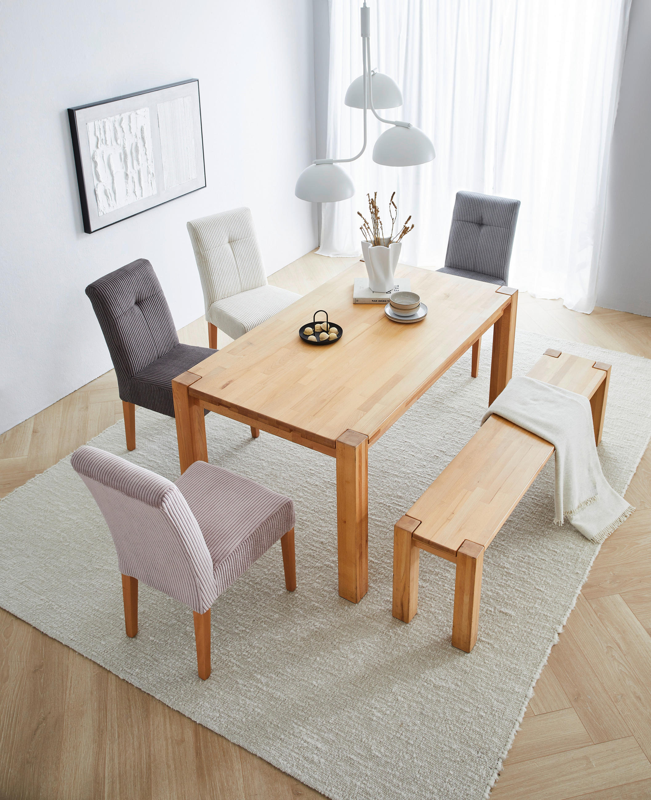 STUHL Cord Buchefarben, Altrosa Buche massiv  - Buchefarben/Altrosa, KONVENTIONELL, Holz/Textil (47,5/91,5/63cm) - home24