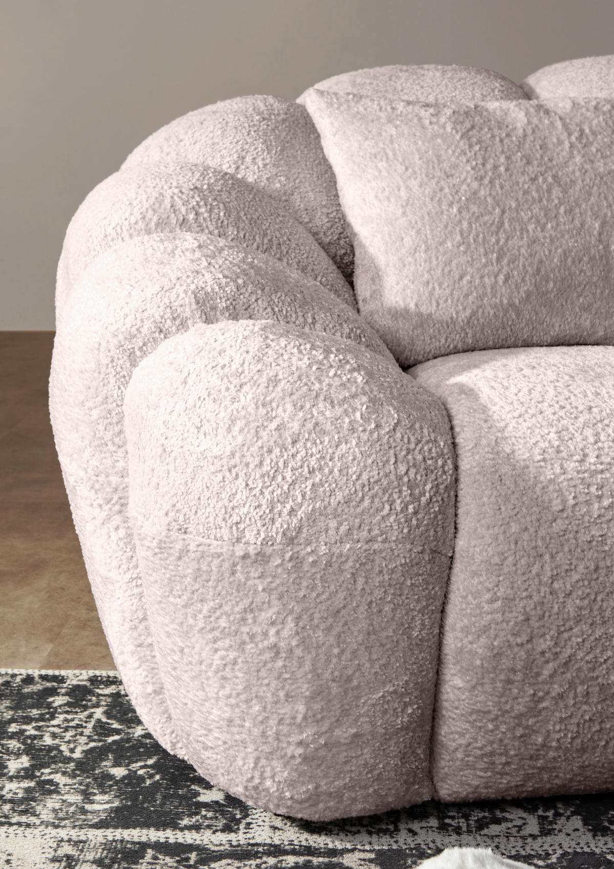 BIGSOFA in Chenille Rosa  - Schwarz/Rosa, KONVENTIONELL, Kunststoff/Textil (248/78/112cm) - Carryhome