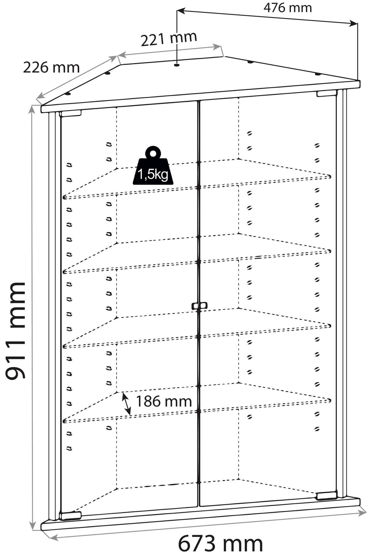 KOTNA VITRINA,  - Konvencionalno (68/88/23cm) - MID.YOU
