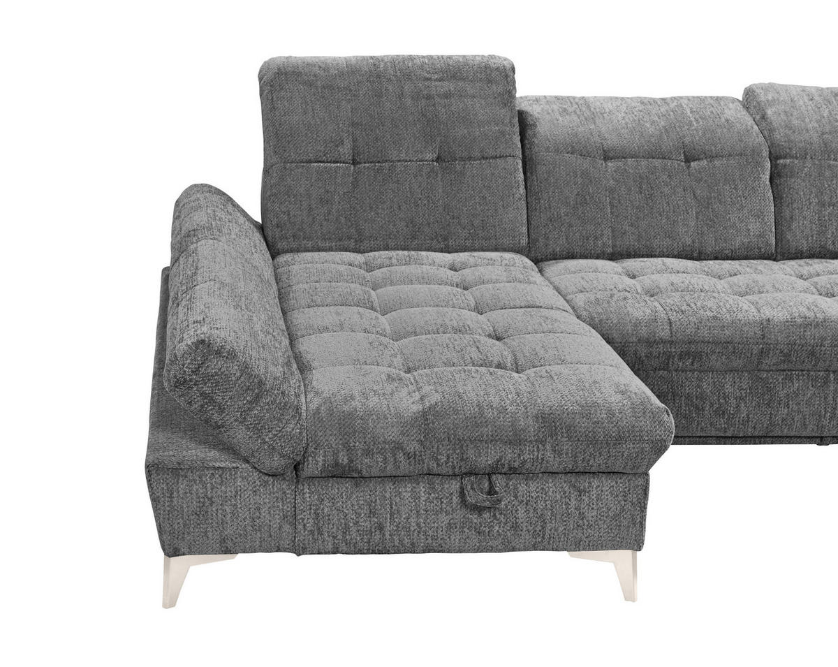 WOHNLANDSCHAFT MERCY Grau Mikrovelours  - Kaschmir/Grau, MODERN, Kunststoff/Textil (169/348/245cm) - MID.YOU