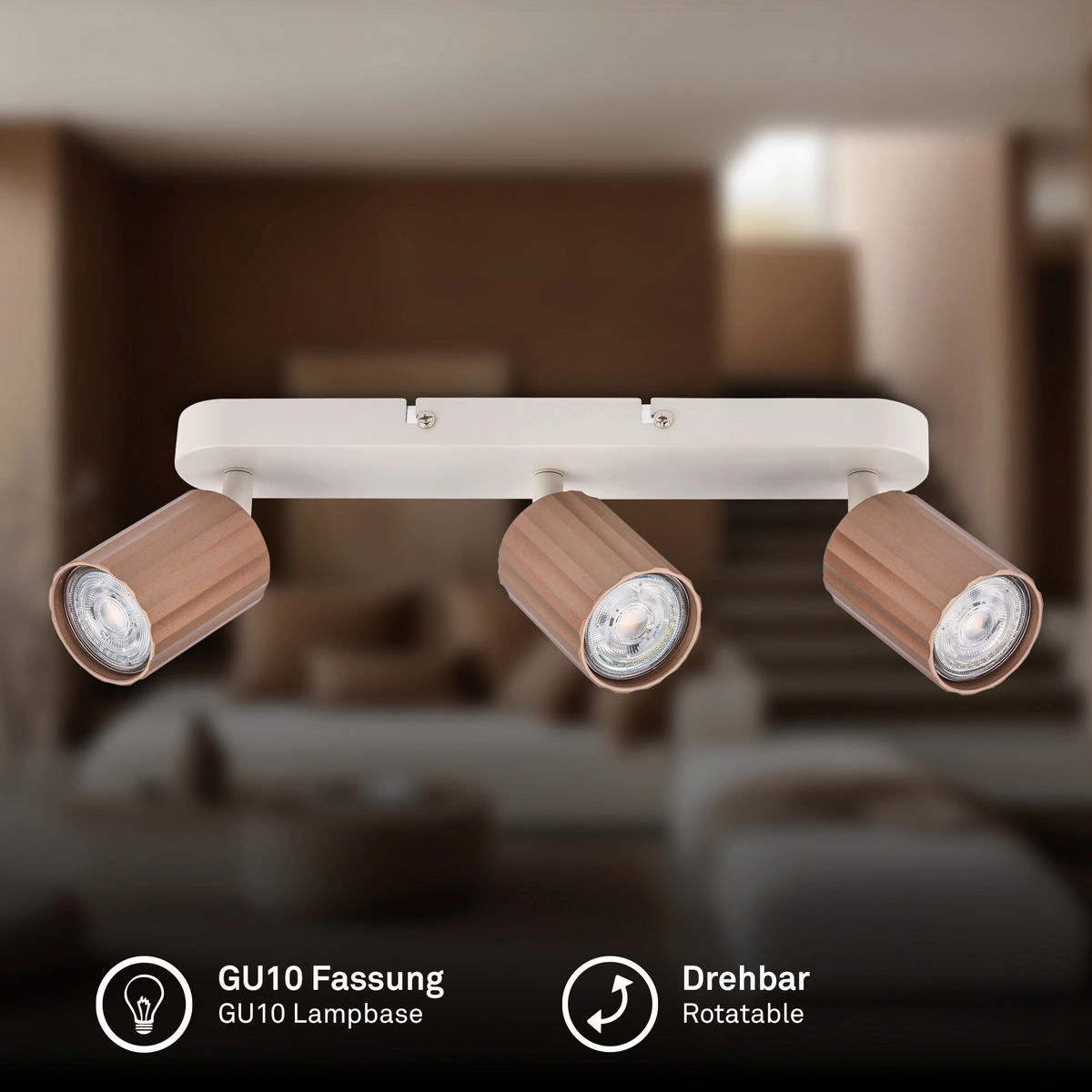 STRAHLER 32,5/8,5/8,5 cm   - Hellgrau/Cappuccino, Design, Kunststoff/Metall (32,5/8,5/8,5cm) - Briloner