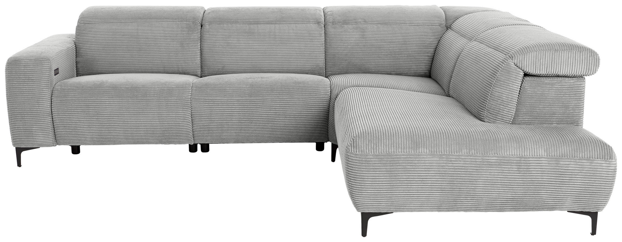 ECKSOFA Grau Cord  - Schwarz/Grau, Design, Textil (290/223cm) - Pure Home Lifestyle