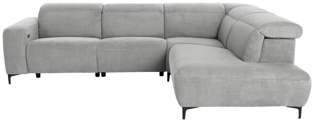 ECKSOFA in Cord Grau  - Schwarz/Grau, Design, Textil (290/223cm) - Pure Home Lifestyle