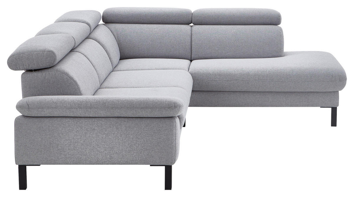 ECKSOFA in Flachgewebe Hellgrau  272/217 cm  - Hellgrau/Schwarz, Design, Holzwerkstoff/Textil (272/217cm) - Pure Home Comfort