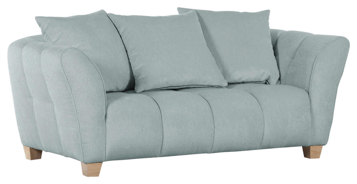 2-SITZER-SOFA Chenille Hellblau  - Naturfarben/Hellblau, KONVENTIONELL, Holz/Textil (185/72/95cm) - Milino