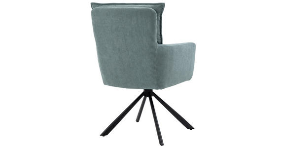 ARMLEHNSTUHL  Stoffauswahl, inklusive Armlehnen, Sitzfläche 180° drehbar Cord  - Schwarz/Hellblau, Design, Textil/Metall (60/95/67cm) - Novel