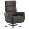 RELAXSESSEL in Leder Dunkelgrau  - Dunkelgrau/Schwarz, Design, Leder/Metall (82/119/85cm) - Dieter Knoll