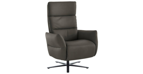 RELAXSESSEL in Leder Dunkelgrau  - Dunkelgrau/Schwarz, Design, Leder/Metall (82/119/85cm) - Dieter Knoll