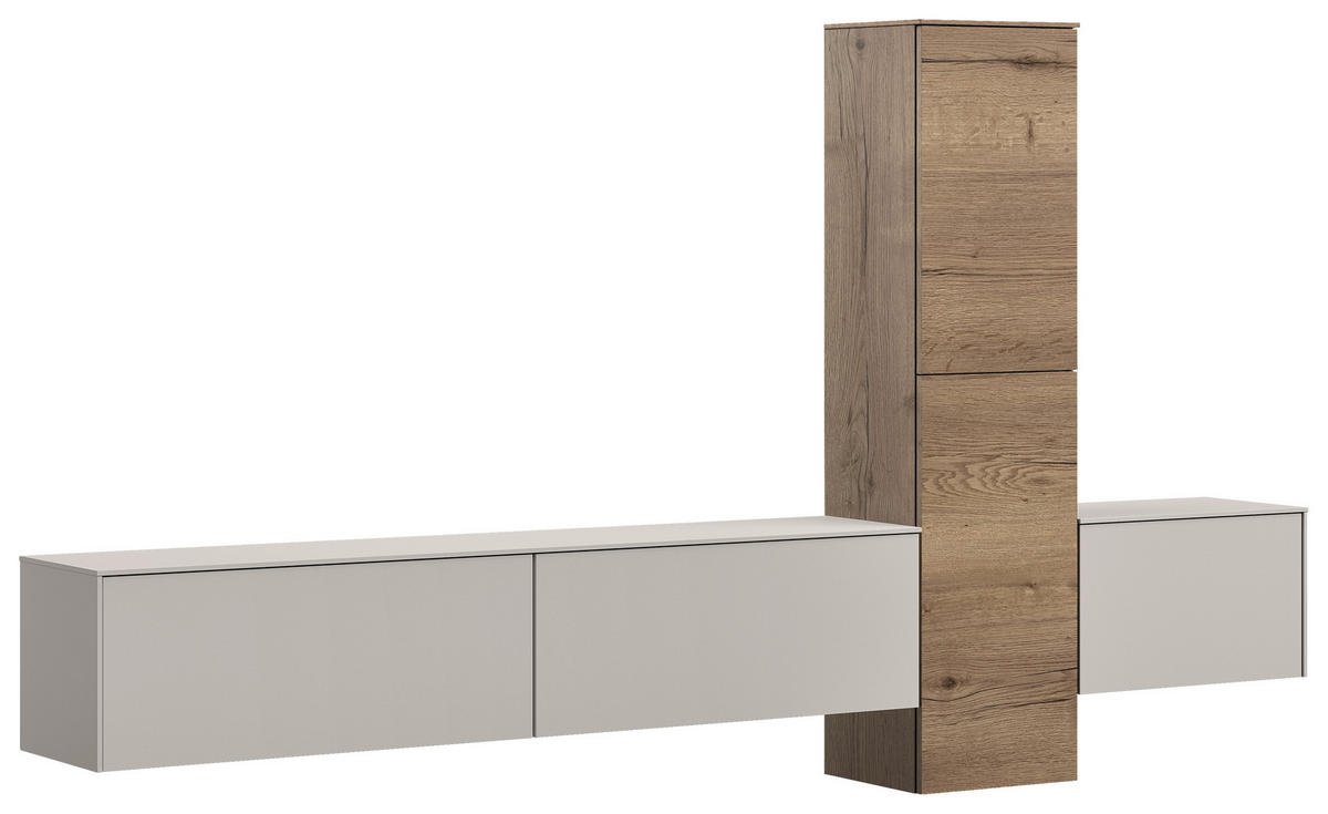 WOHNWAND  in Grau, Eichefarben  282/160/37 cm  - Eichefarben/Grau, Design, Holzwerkstoff (282/160/37cm) - Celina Home