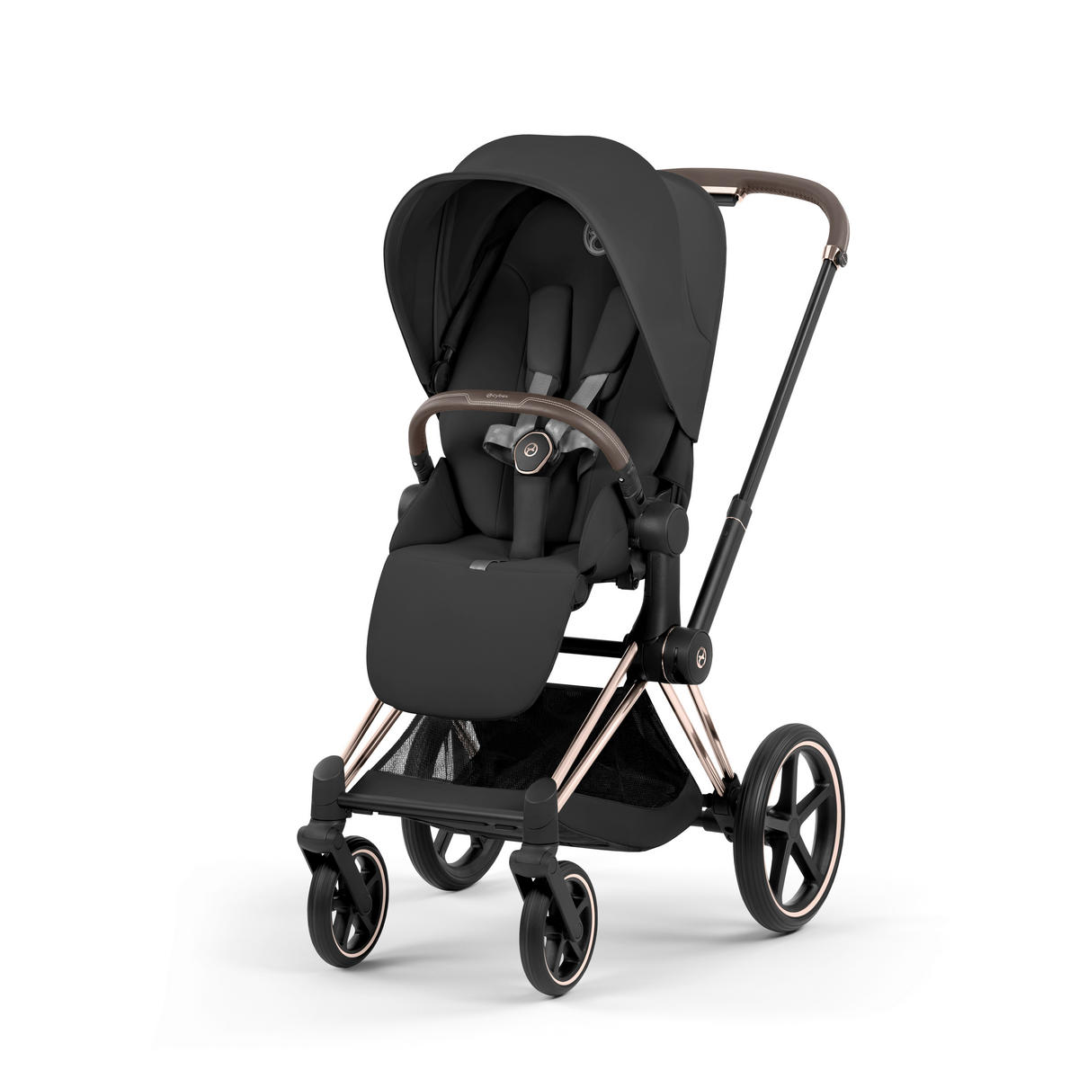 KOMBIKINDERWAGEN  PRIAM Comfort Rosegold  Sepia Black  - Roségold/Schwarz, Basics, Kunststoff/Textil (83-92/60/99-109cm) - cybex PLATINUM