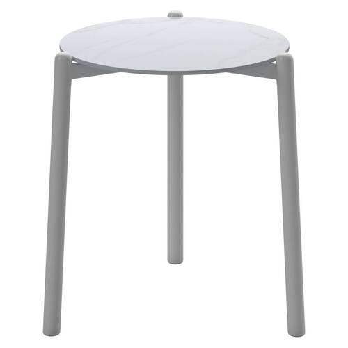 GARTENBEISTELLTISCH 40/40/47 cm Metall, Keramik  - Weiß, MODERN, Keramik/Metall (40/40/47cm) - Ambia Garden