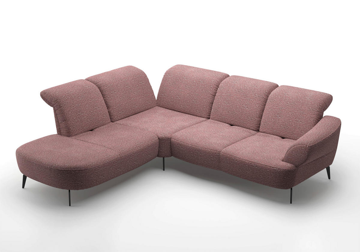 ECKSOFA in Chenille Aubergine  - Aubergine/Schwarz, Modern, Textil/Metall (270/302cm) - Sit & More