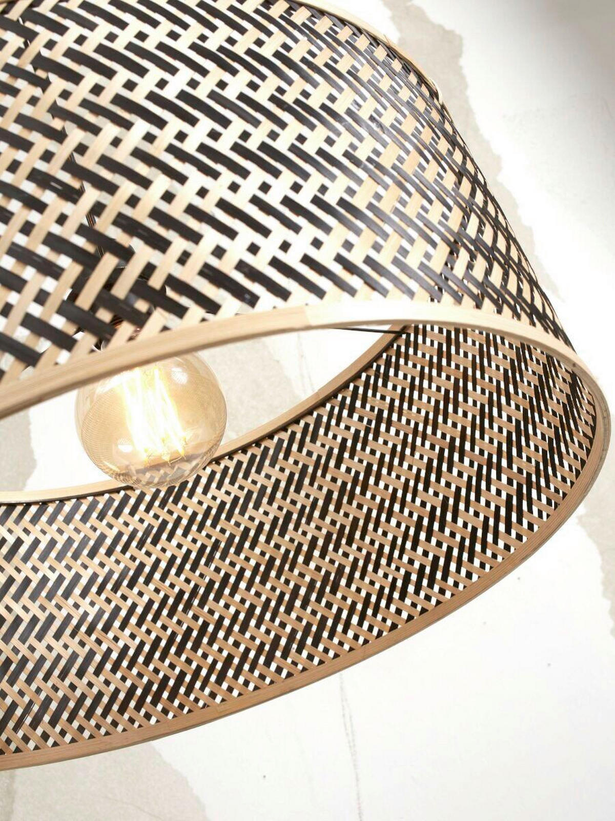 STEHLEUCHTE 58/32/150 cm    - Schwarz/Naturfarben, Trend (58/32/150cm) - Good & Mojo