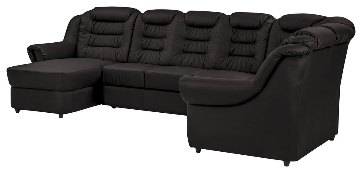 WOHNLANDSCHAFT in Lederlook Schwarz  - Schwarz, Konventionell, Kunststoff/Textil (165/333/216cm) - Livetastic