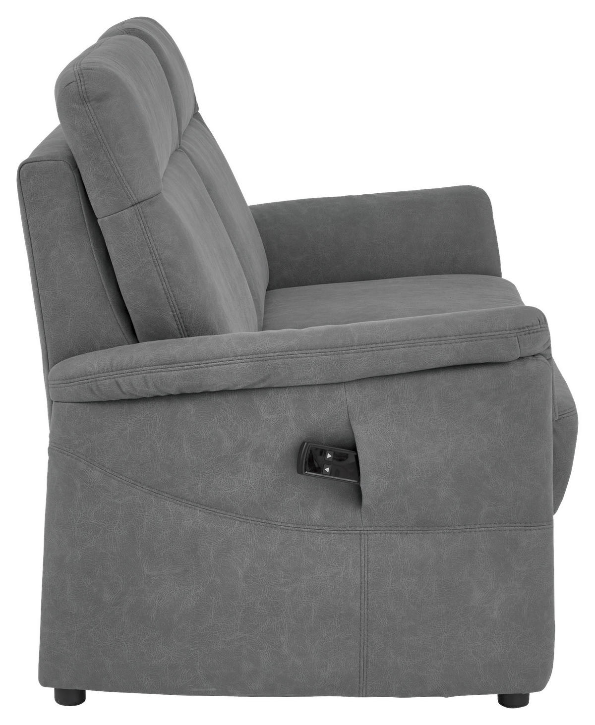 3,5-SITZER  in Mikrofaser Dunkelgrau Modern, Retro  - Dunkelgrau/Schwarz, KONVENTIONELL, Kunststoff/Textil (205/98/91cm) - Elegando