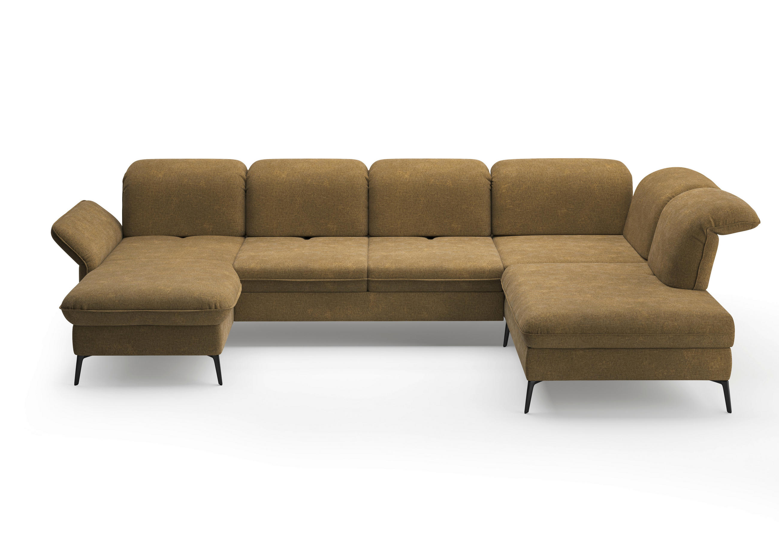 WOHNLANDSCHAFT in Flachgewebe Olivgrün  - Schwarz/Olivgrün, Konventionell, Textil/Metall (198/359/231cm) - Sit & More
