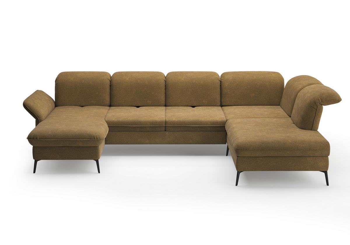 WOHNLANDSCHAFT in Flachgewebe Olivgrün  - Schwarz/Olivgrün, Konventionell, Textil/Metall (198/359/231cm) - Sit & More