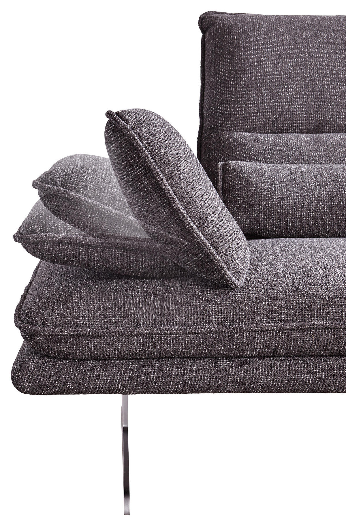 ECKSOFA in Webstoff Anthrazit  - Chromfarben/Anthrazit, Design, Textil/Metall (291/164cm) - Chilliano