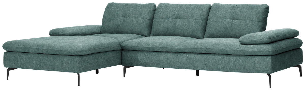 ECKSOFA in Velours Opal  - Opal/Schwarz, Design, Textil/Metall (179/301cm) - Chilliano