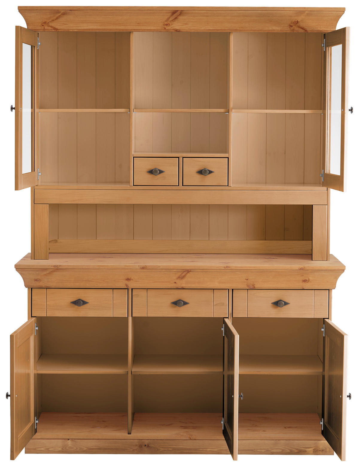 BUFFET 143/197/45 cm  in Laugenfarbig  - Laugenfarbig/Kupferfarben, ROMANTIK / LANDHAUS, Glas/Holz (143/197/45cm) - Boxxx