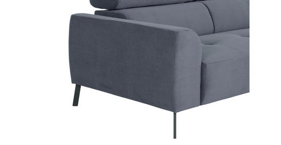 ECKSOFA Graublau Feincord - Graublau/Schwarz, Design, Textil/Metall (280/205cm) - Xora
