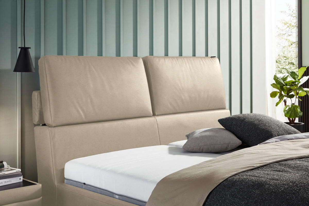 POLSTERBETT 180/200 cm  in Beige  - Hellbraun/Anthrazit, Design, Holz/Textil (180/200cm) - Johann Jakob