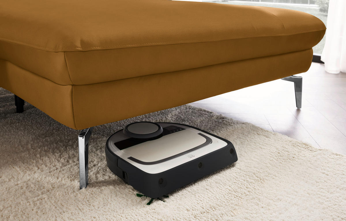 ECKSOFA in Echtleder Currygelb  - Currygelb/Schwarz, Design, Leder/Metall (325/157cm) - Dieter Knoll