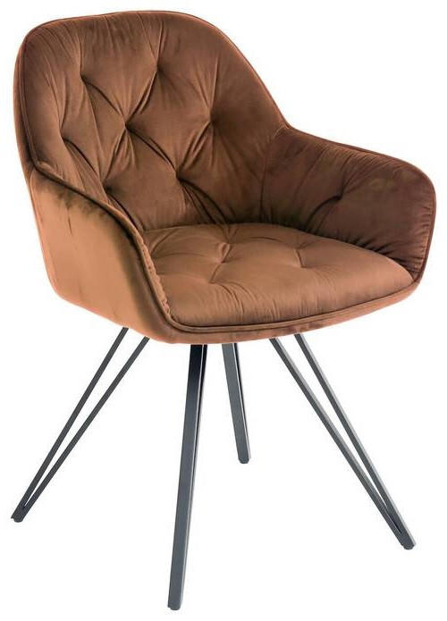 ARMLEHNSTUHL  in Eisen Samt  - Schwarz/Braun, LIFESTYLE, Holz/Textil (61/82/62cm) - Livetastic
