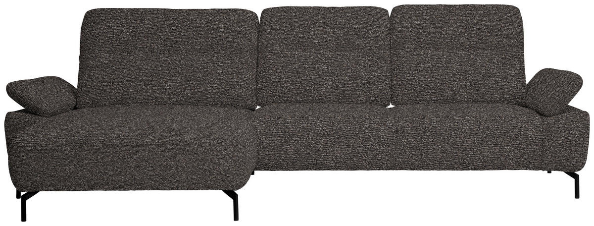 ECKSOFA in Chenille, Flachgewebe Dunkelgrün, Graubraun  165/318 cm  - Dunkelgrün/Graubraun, Design, Textil/Metall (165/318cm) - Xora
