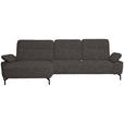 ECKSOFA in Chenille, Flachgewebe Dunkelgrün, Graubraun  165/318 cm  - Dunkelgrün/Graubraun, Design, Textil/Metall (165/318cm) - Xora
