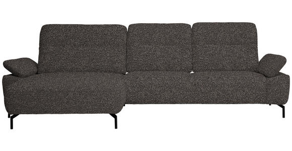 ECKSOFA in Chenille, Flachgewebe Dunkelgrün, Graubraun 165/318 cm - Dunkelgrün/Graubraun, Design, Textil/Metall (165/318cm) - Xora