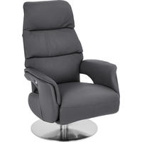 RELAXSESSEL in Leder Grau  - Grau, Design, Leder/Metall (71/112/80cm) - Welnova