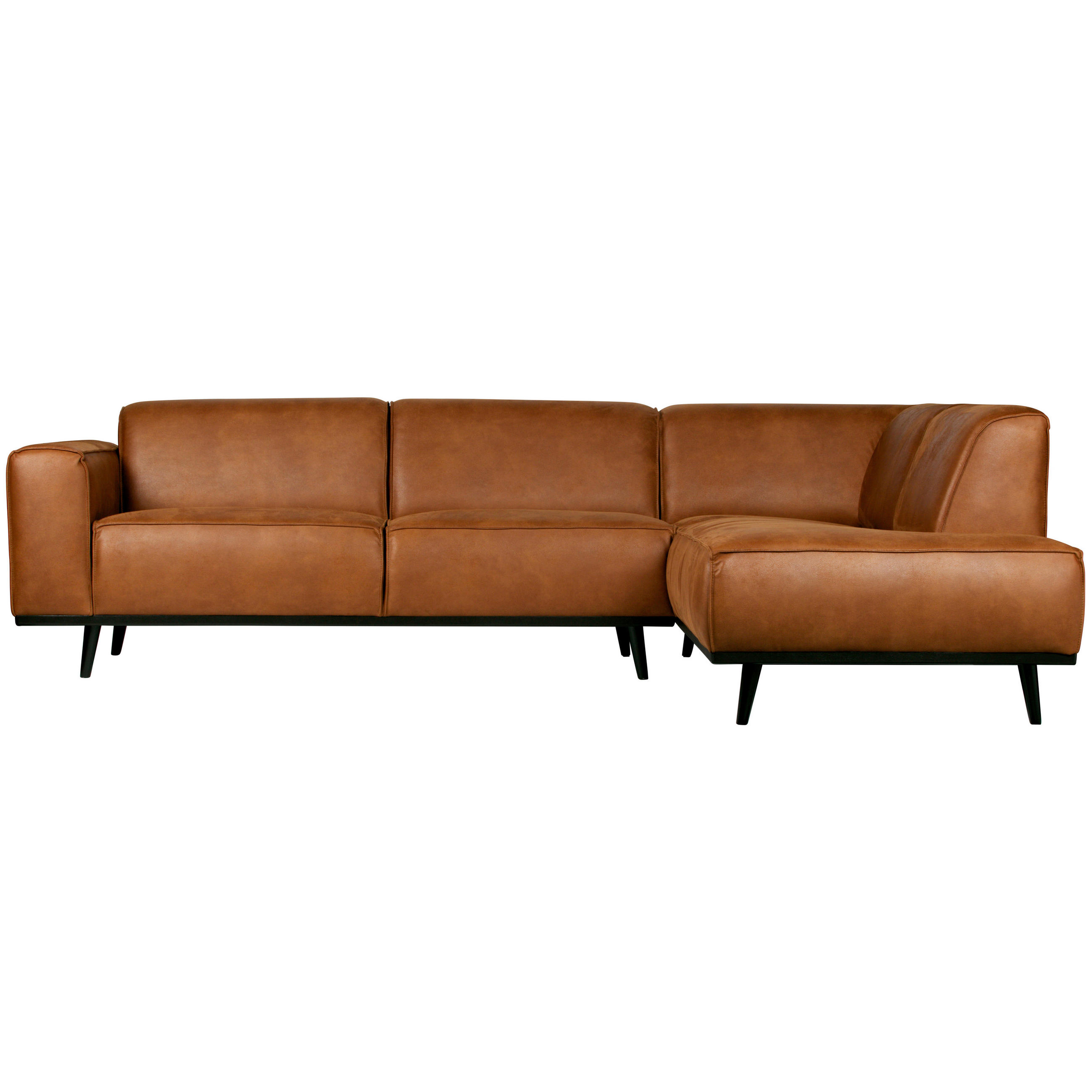ECKSOFA Statement in Kombination Echtleder/Lederlook Cognac  274/210 cm  - Cognac/Schwarz, Design, Leder/Holz (274/210cm) - Livetastic