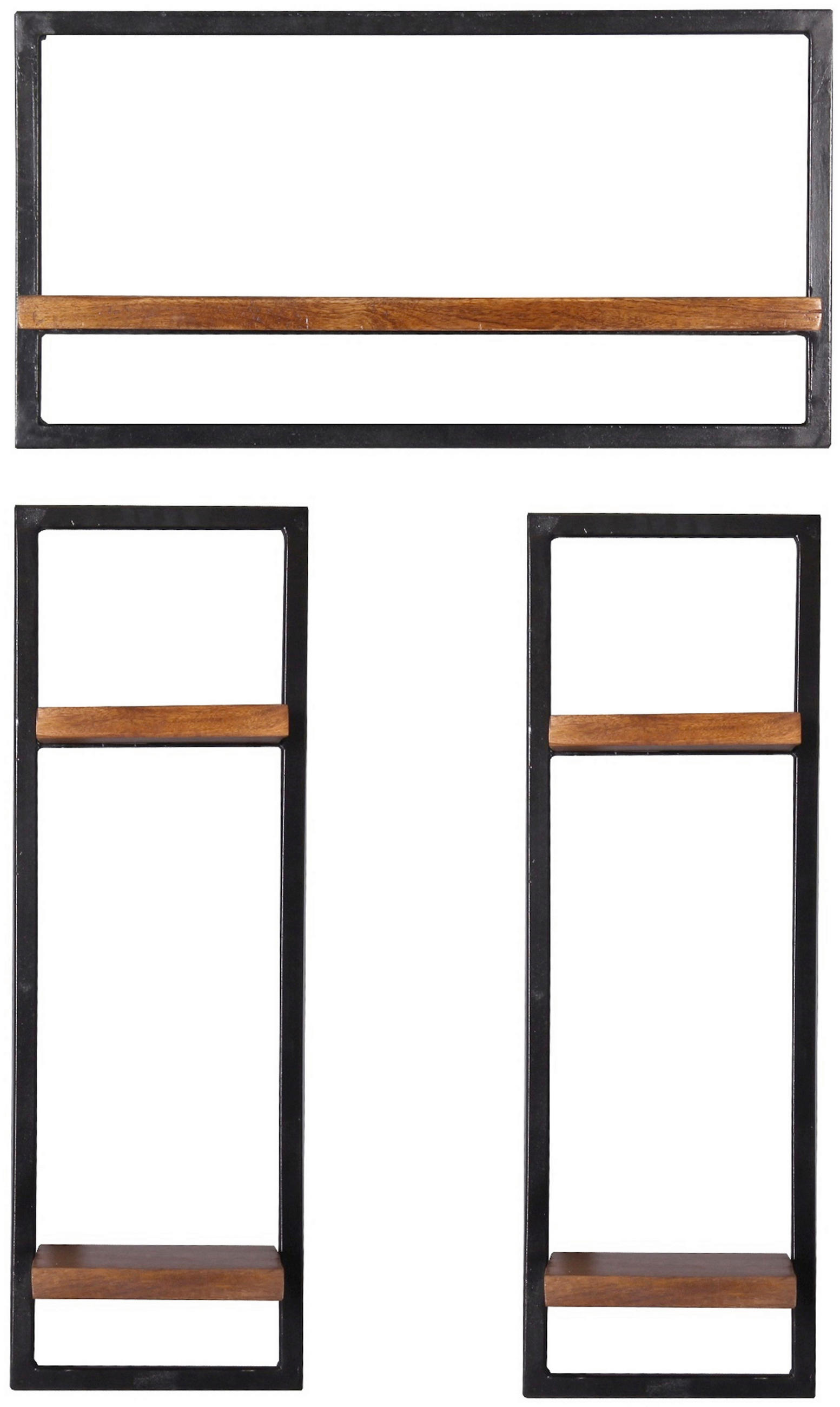 WANDREGALSET 60/110/25 cm  - Schwarz/Naturfarben, Design, Holz/Metall (60/110/25cm) - MID.YOU