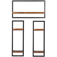 WANDREGALSET 60/110/25 cm  - Schwarz/Naturfarben, Design, Holz/Metall (60/110/25cm) - MID.YOU