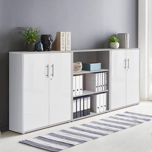 AKTENSCHRANK Grau, Weiß  - Weiß/Grau, MODERN, Holzwerkstoff (253,2/113,6/33cm) - MID.YOU