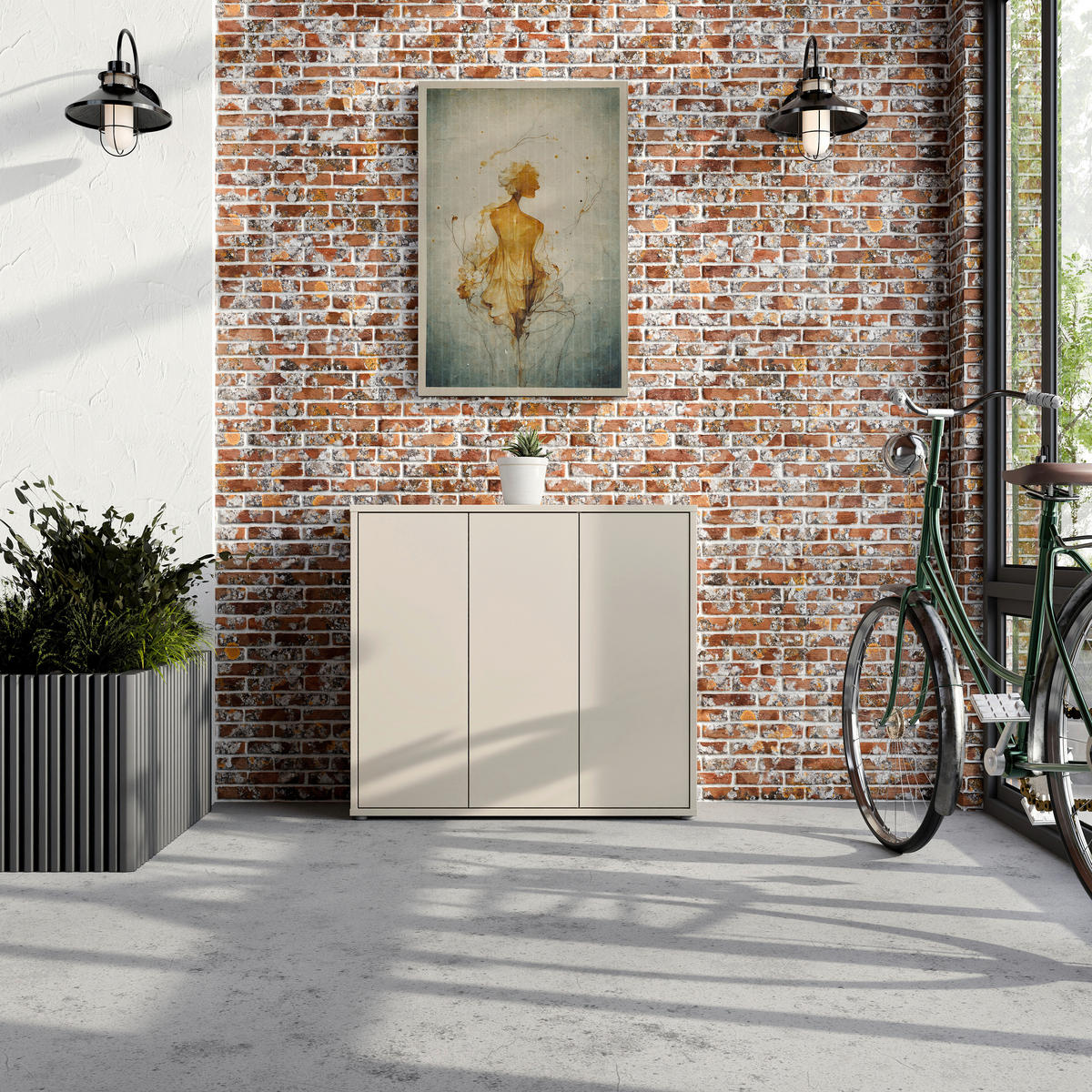 OMARA ZA ČEVLJE peščene barve - peščene barve, Moderno, umetna masa/leseni material (109,2/99,1/34,9cm) - Carryhome