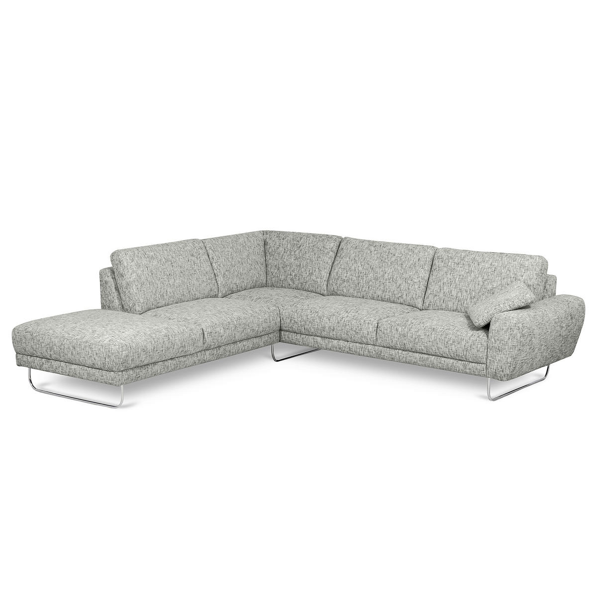 ECKSOFA 250/273 cm SPRING in Webstoff Grau Zierkissen  250/273 cm  - Chromfarben/Grau, Design, Textil/Metall (250/273cm) - Livetastic
