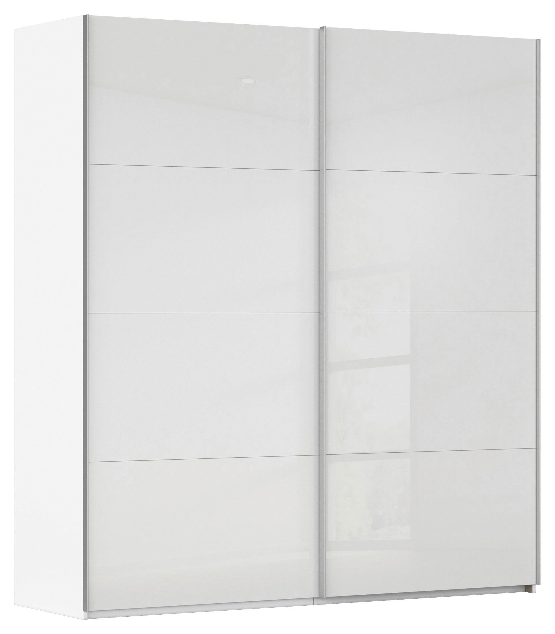 SCHWEBETÜRENSCHRANK 201/223/68 cm 2-türig Weiß  - Alufarben/Weiß, Basics, Glas/Holzwerkstoff (201/223/68cm) - Novel