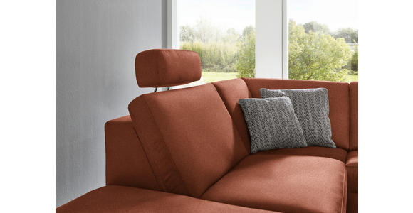 ECKSOFA in Mikrofaser Rotbraun 242/275 cm - Rotbraun/Alufarben, Design, Textil/Metall (242/275cm) - Dieter Knoll
