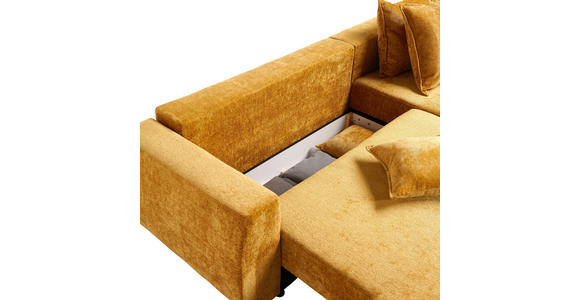 ECKSOFA  in Chenille Goldfarben  307/194 cm  - Goldfarben/Schwarz, Design, Kunststoff/Textil (307/194cm) - Carryhome