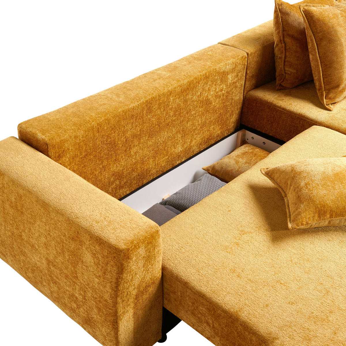 ECKSOFA Goldfarben Chenille  - Goldfarben/Schwarz, Design, Kunststoff/Textil (307/194cm) - Carryhome