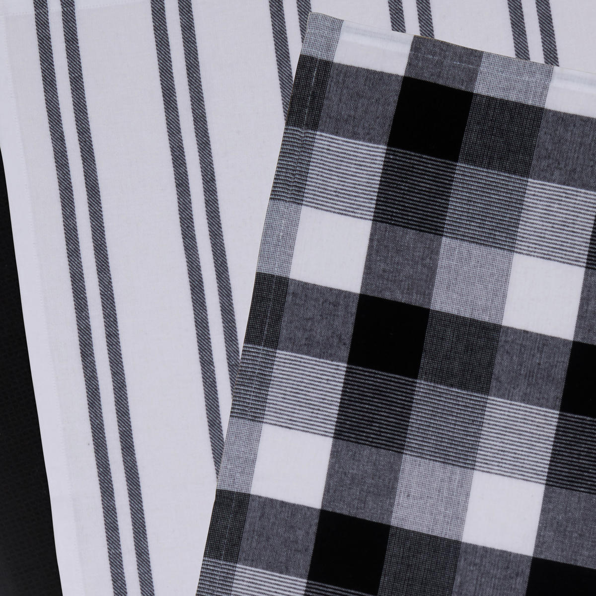 GESCHIRRTUCH-SET 3-teilig Schwarz, Weiß  - Schwarz/Weiß, Trend, Textil (50/70cm) - Novel