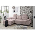 ECKSOFA Rosa Mikrovelours  - Chromfarben/Schwarz, KONVENTIONELL, Kunststoff/Textil (170/270cm) - Carryhome