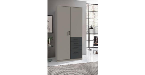KLEIDERSCHRANK in Graphitfarben, Grau - Schwarz/Graphitfarben, KONVENTIONELL, Holzwerkstoff/Kunststoff (90/199/58cm) - Carryhome
